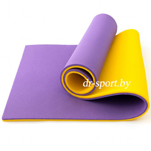 Коврик (пенка) гимнастический/туристический 15*0,6L1.8 желтый/фиолетовый